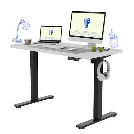 Front. FlexiSpot - FlexiSpot E2 48''W Electric Adjustable Standing Desk Chipboard, White/Black - White.