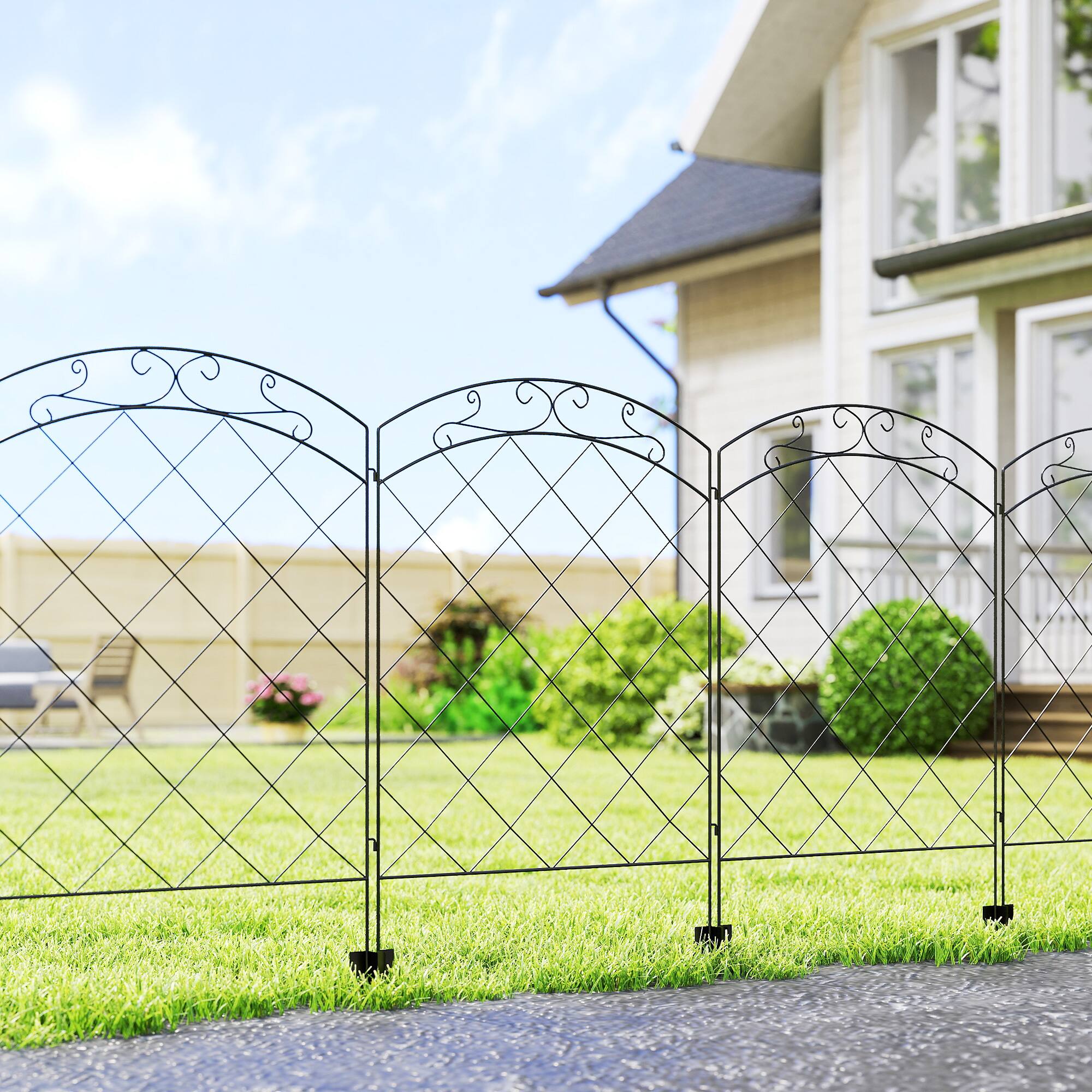 Alt View 1. Outsunny - Pack Garden Fencing for Yard - Black.