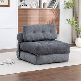 Roomtec - Folding Sofa Bed Convertible Sleeper Chair with Pillow Foldable Mattress with Back Support Portable Fold Out Chair Bed - Dark Gray