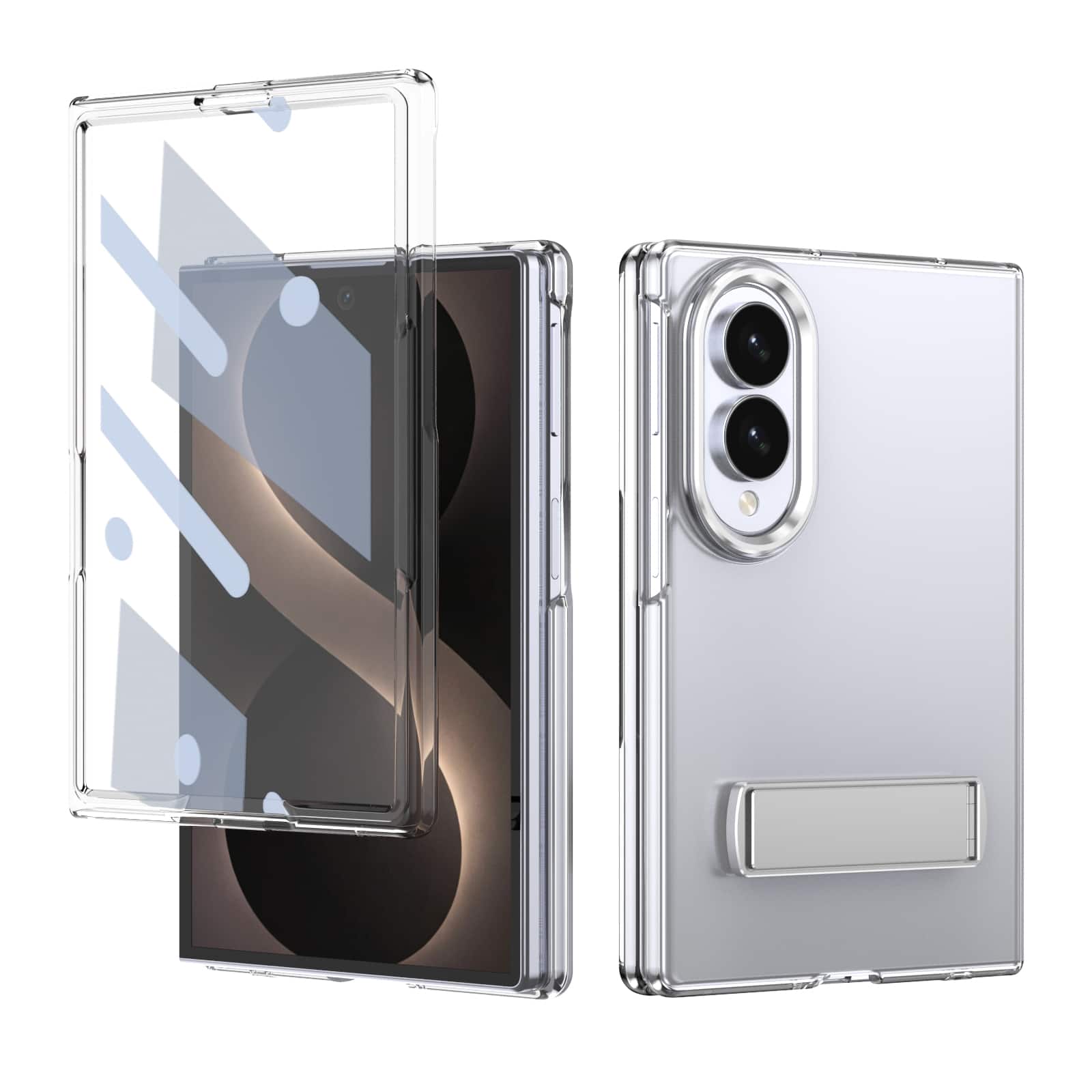 Dteck - for Samsung Galaxy Z Fold8 Slim Clear Case with Built-in Screen Protector & Kickstand, Shockproof Hard PC Shell - Silver price history on PriceWatchPro