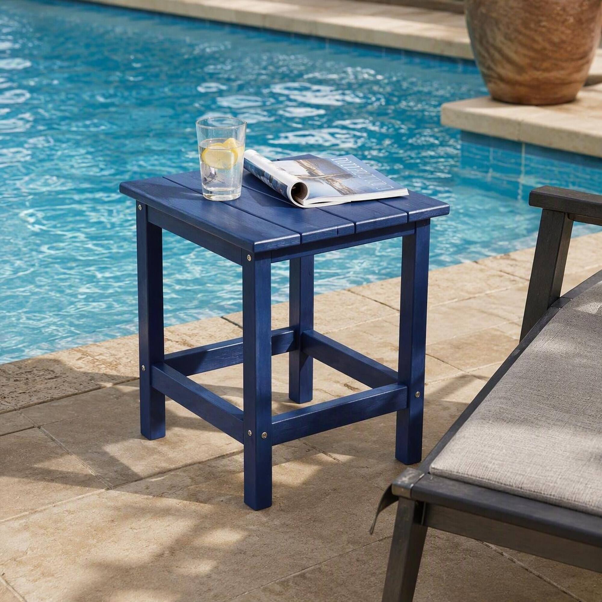 Alt View 1. RYHNUYNE - Outdoor Patio Side Table,Small End Table for Backyard Pool Porch Garden and Lawn - Navy Blue.