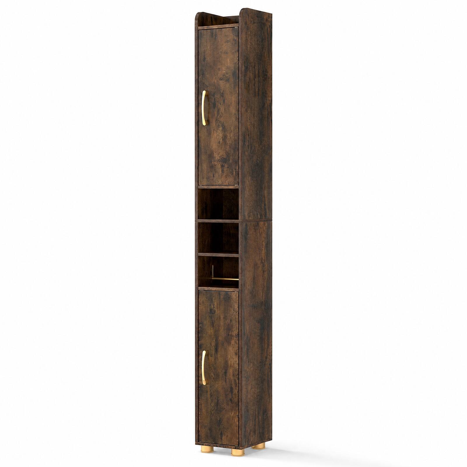 Alt View 1. Costway - Costway 1 PCS 69.5" Narrow Bathroom Cabinet with 2 Doors & Adjustable Shelves for Small Spaces - Rustic Brown.