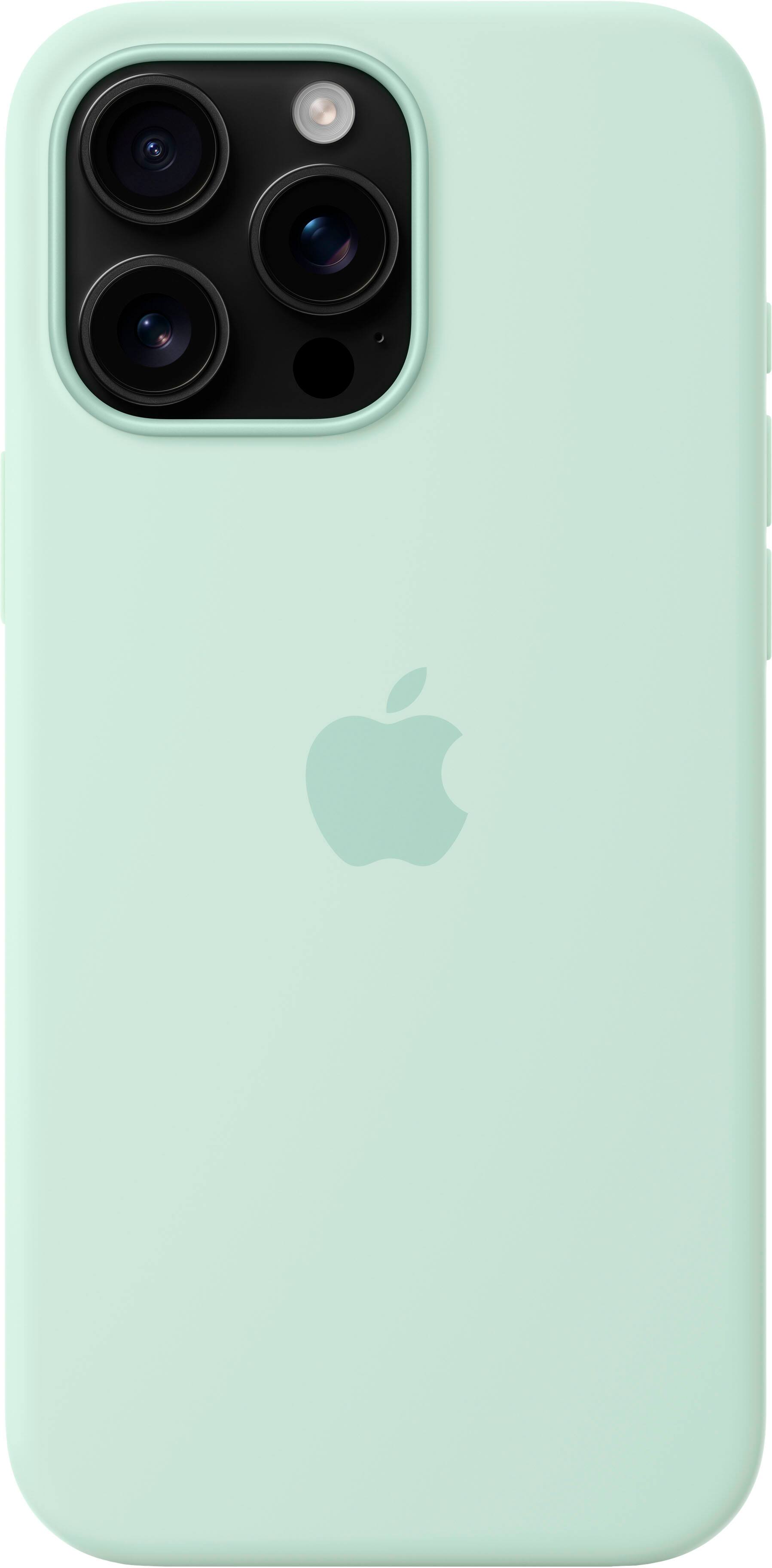 Back. Apple - iPhone 16 Pro Max Silicone Case with MagSafe - Aquamarine.