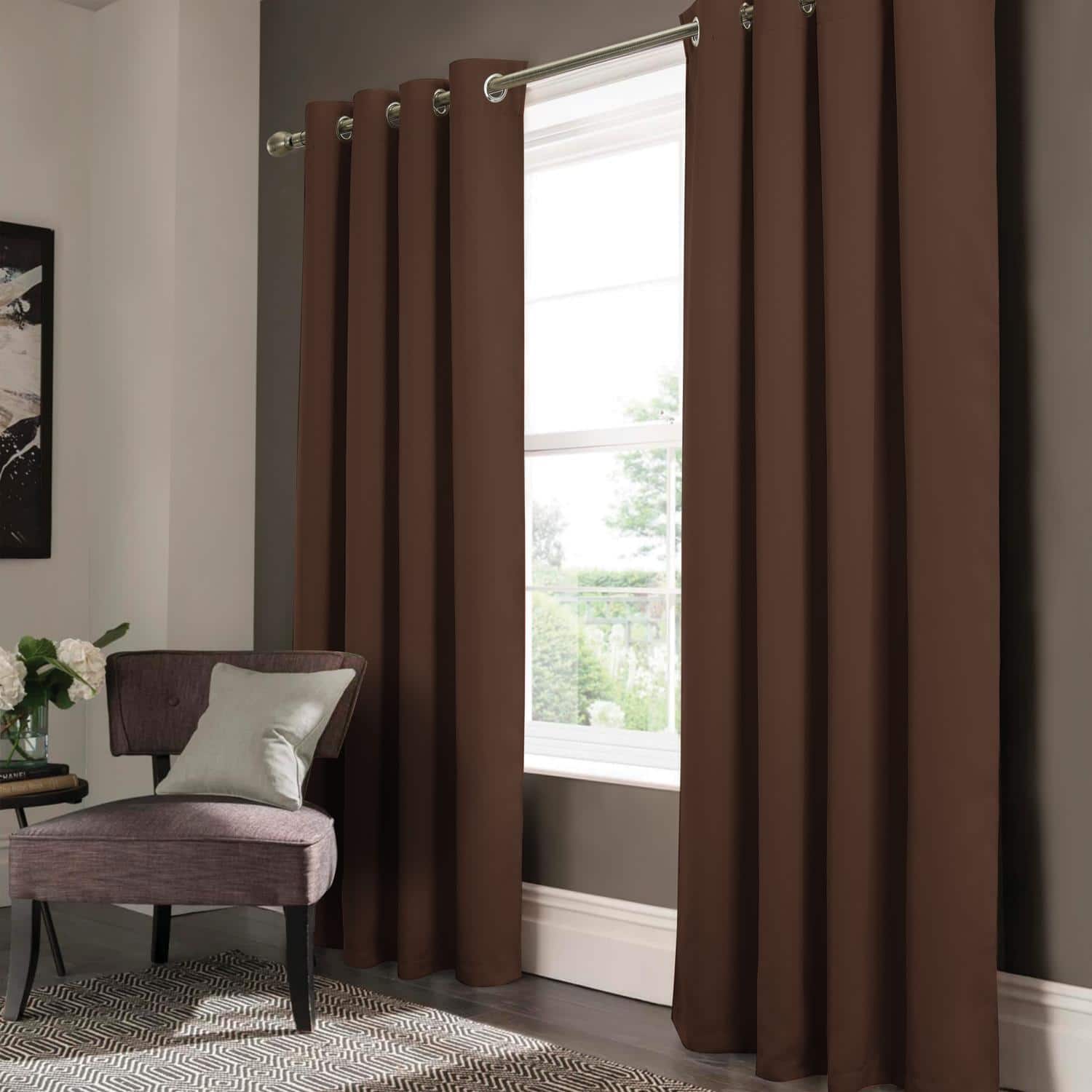 RT Designers Collection - Anchorage Blackout Grommet Curtain Panel 54" x 84" - Chocolate