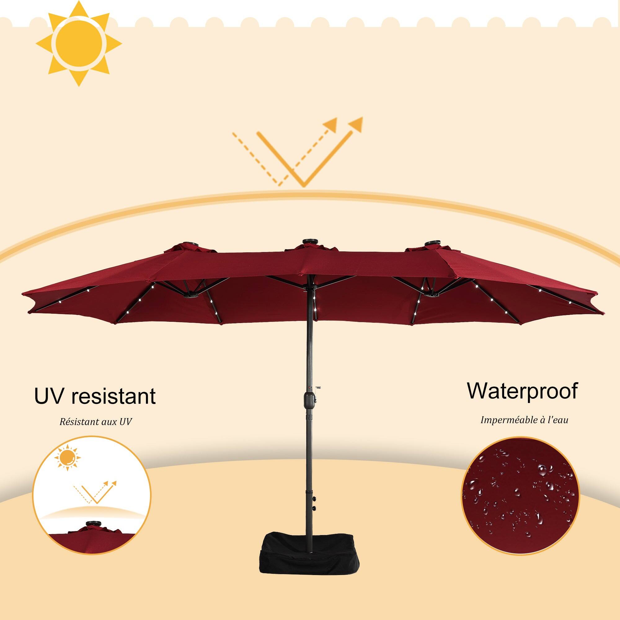 UV resistant  
Resistant aux UV  
Waterproof  
Imperméable à l'eau