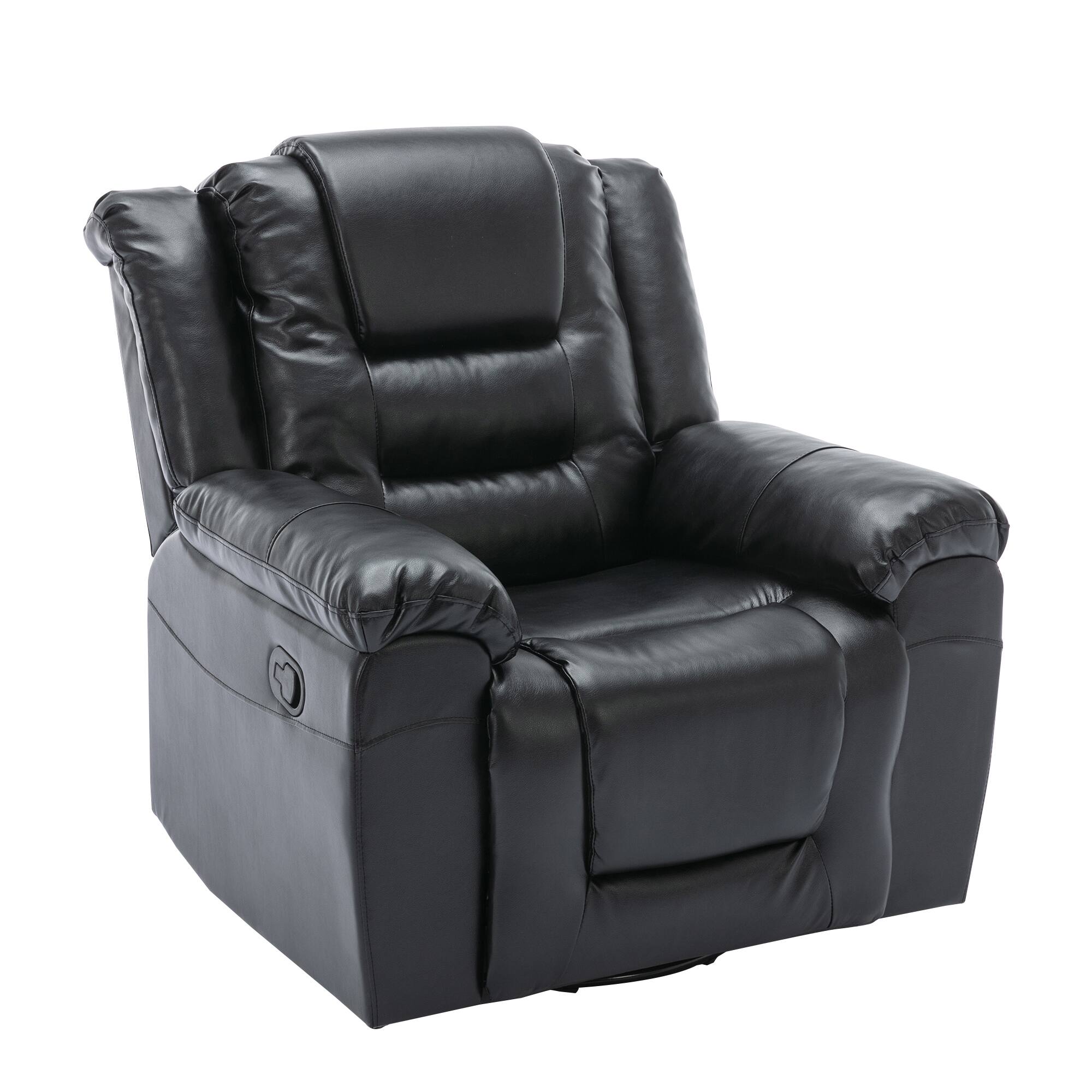 Alt View 6. TinyHomie - 360Swivel and Rocking Home Theater Recliner Manual Recliner Chair with Wide Armrest for Living Room Bedroom Black - Black.