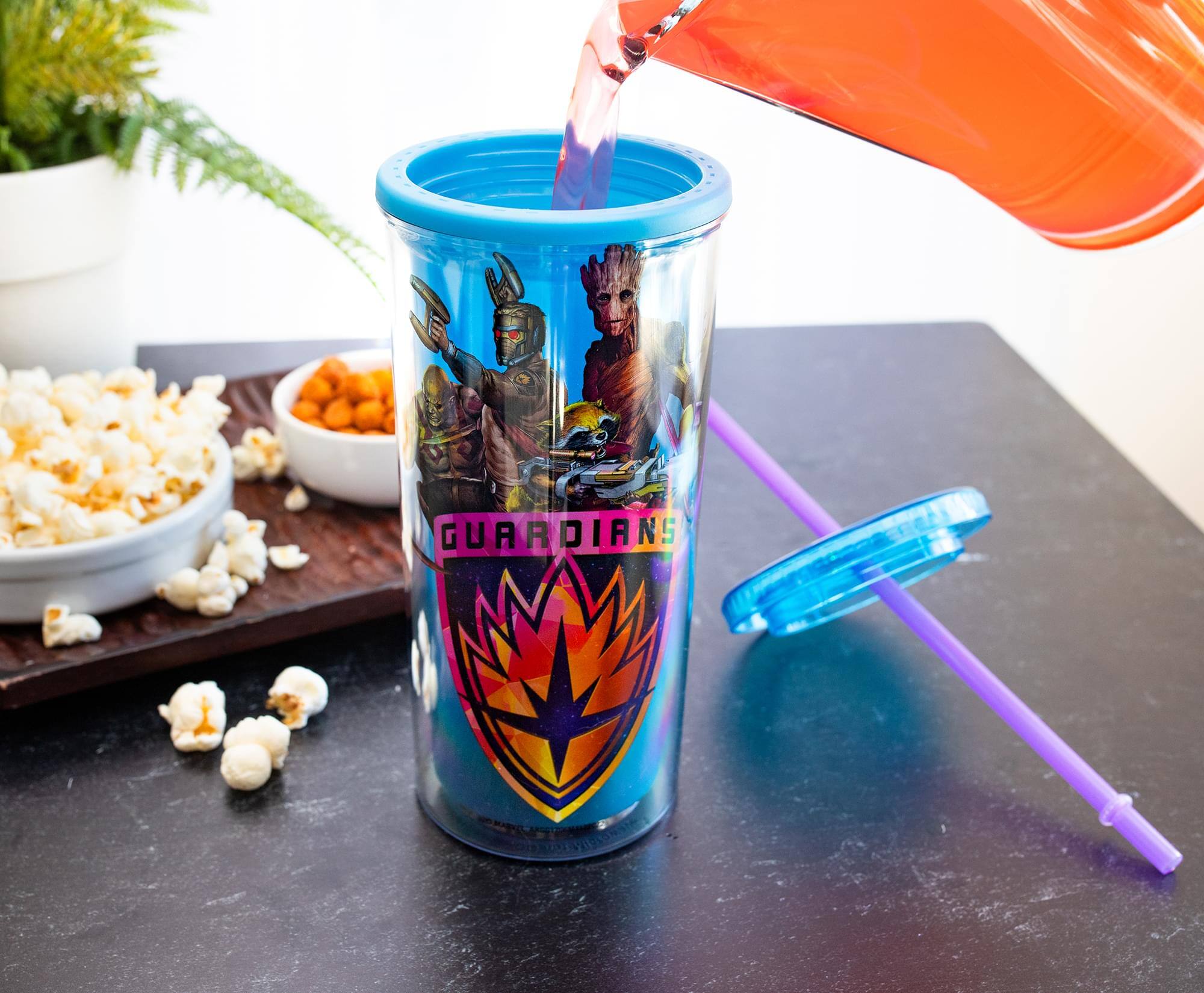 Alt View 3. Marvel - Marvel Studios Guardians Of The Galaxy Color-Changing Plastic Tumbler | 20 Ounce - Blue.