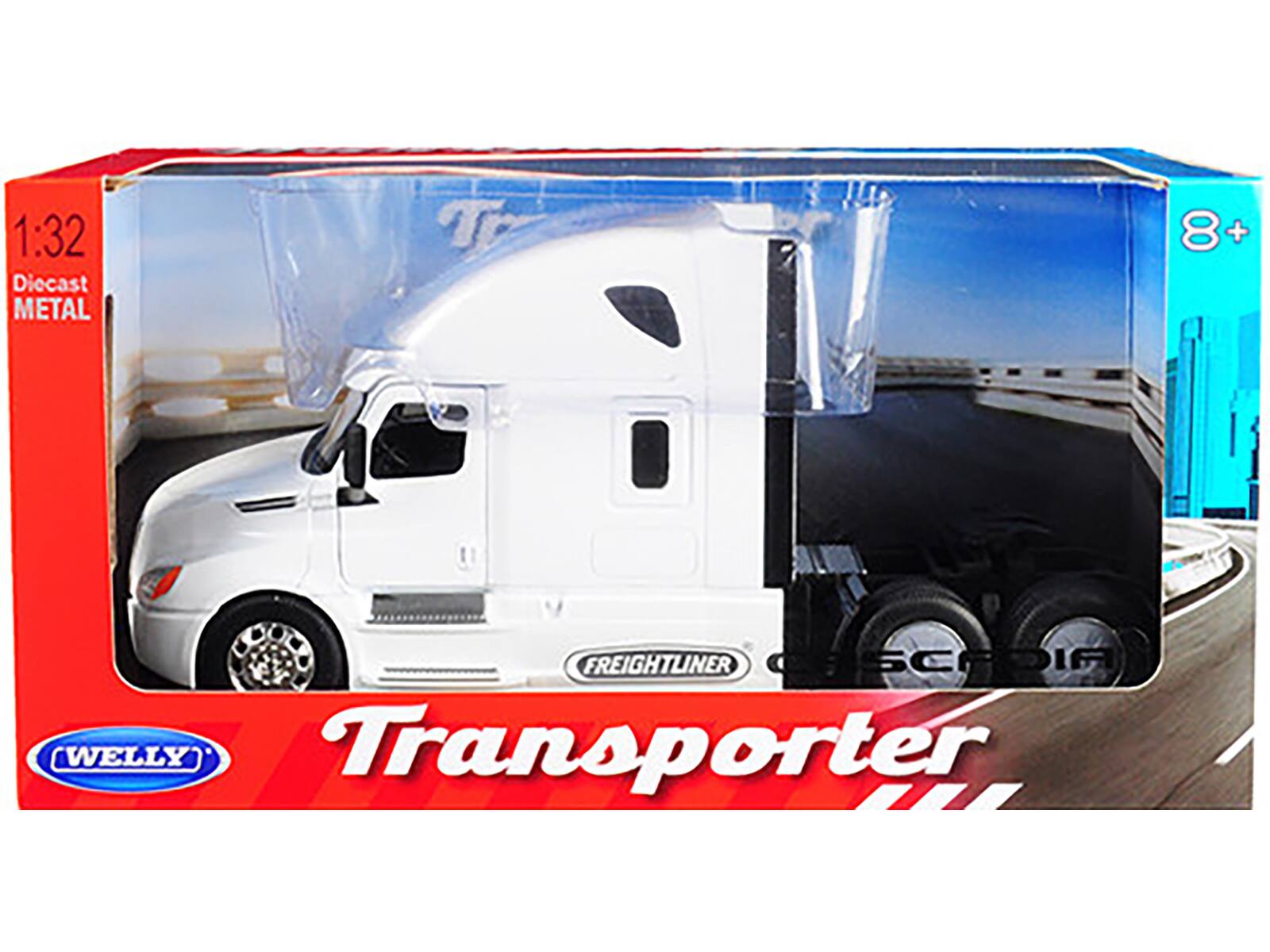 1:32 Diecast METAL  
8+  
FREIGHTLINER  
SCOFIA  
Transporter  
WELLY