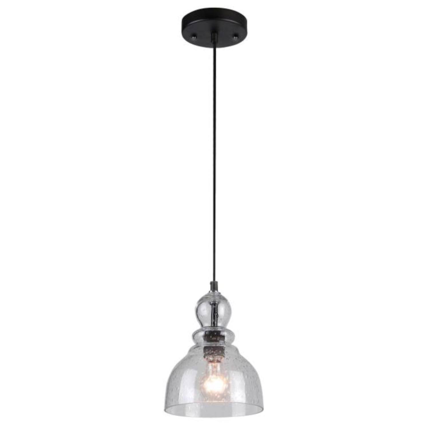 Front. Westinghouse - Westinghouse Fiona Oil Rubbed Bronze Clear 1 lights Mini Pendant Light.