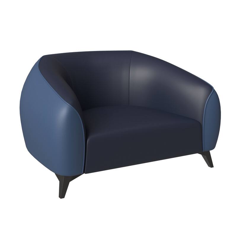 Front. LeisureMod - Opula Collection Single Seater Sofa, Modern Upholstered Armchair Accent Lounge Chair for Living Room Office - Blue.