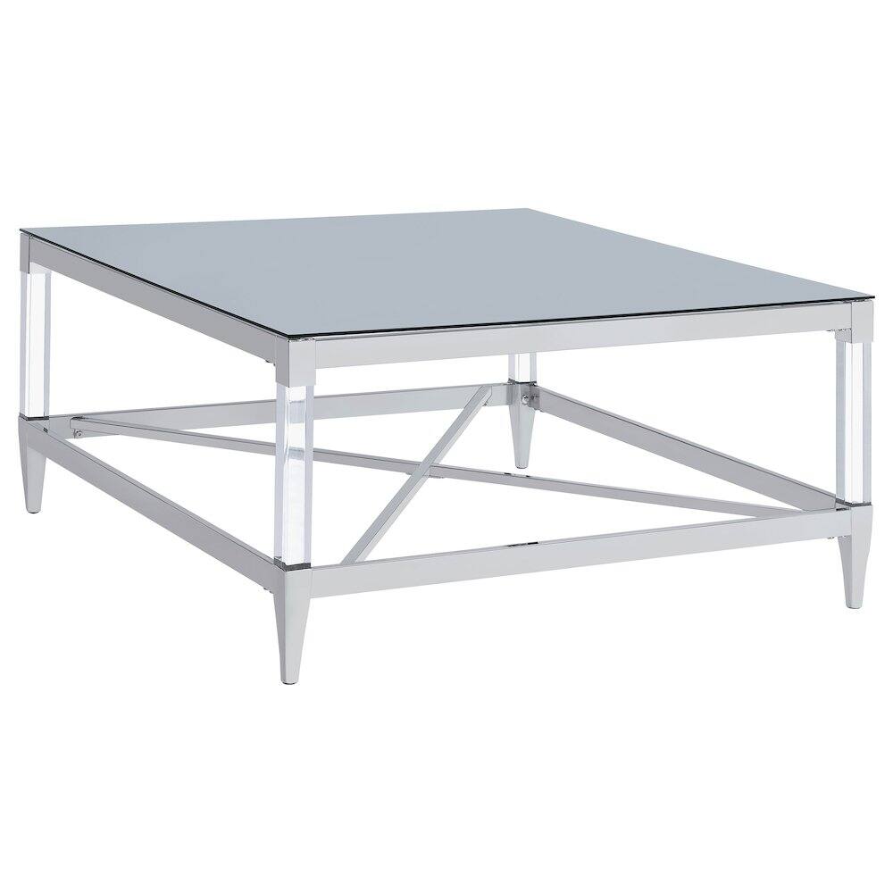 Front. Coaster Co. of America - Lindley Square Tempered Mirror Acrylic Coffee Table Chrome - Silver.
