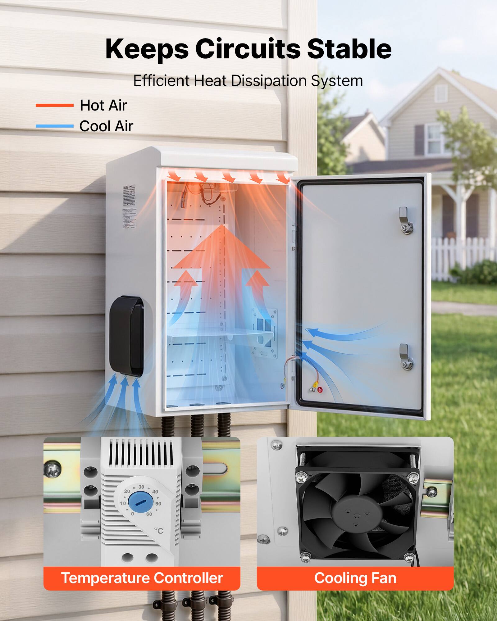 Keeps Circuits Stable  
Efficient Heat Dissipation System  
Hot Air  
Cool Air  
Temperature Controller  
Cooling Fan