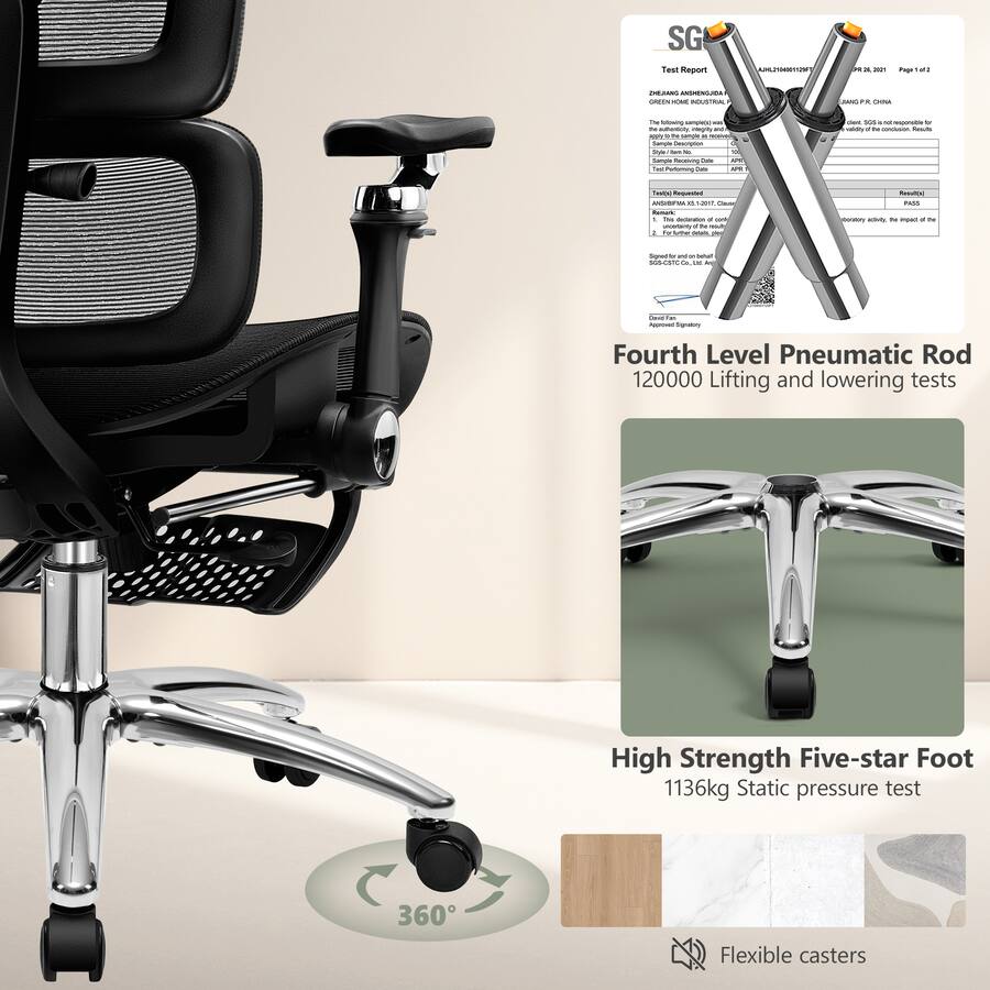 Kerdom KERDOM All in one High End Ergonomic Office Chair with Footrest ...