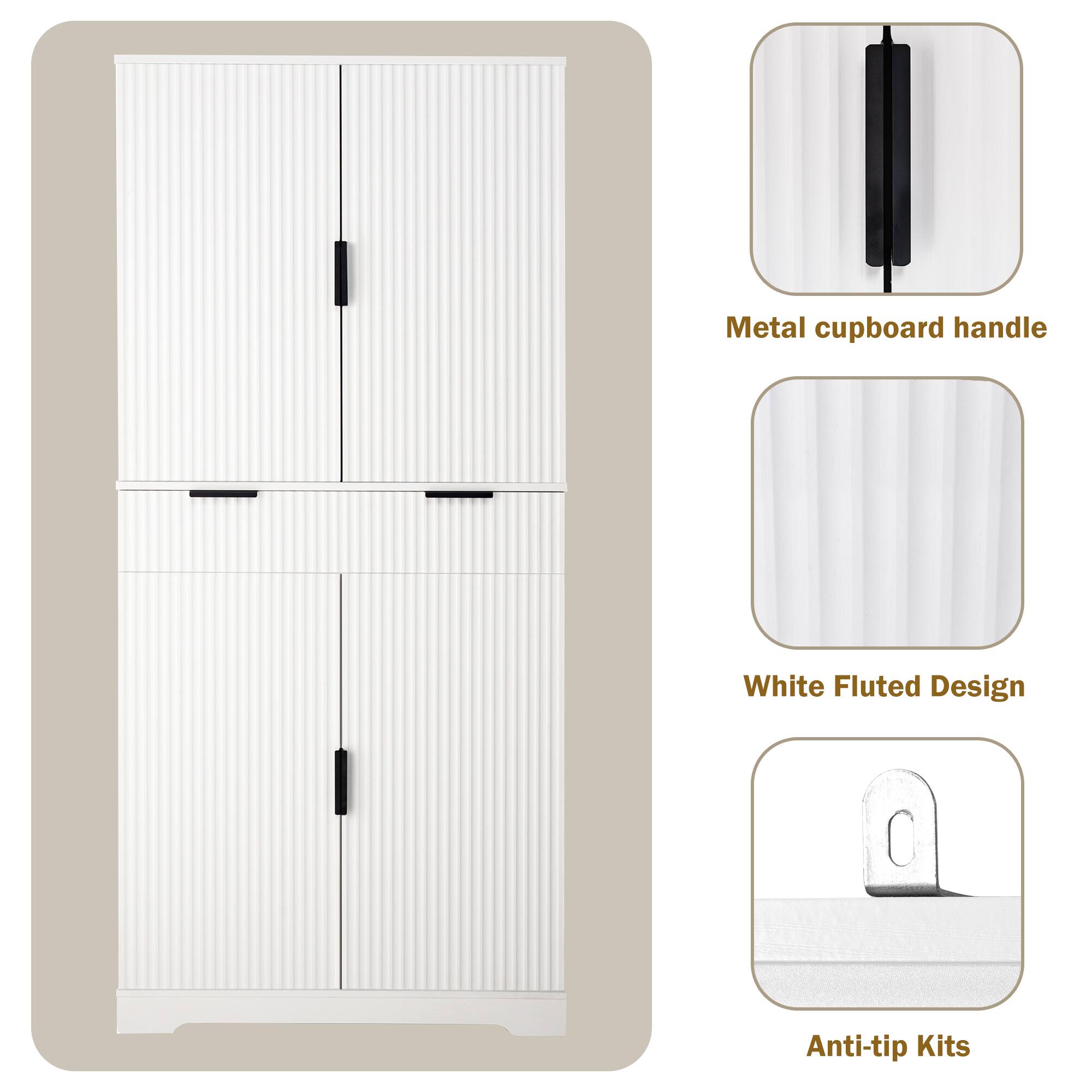 Metal cupboard handle  
White Fluted Design  
Anti-tip Kits