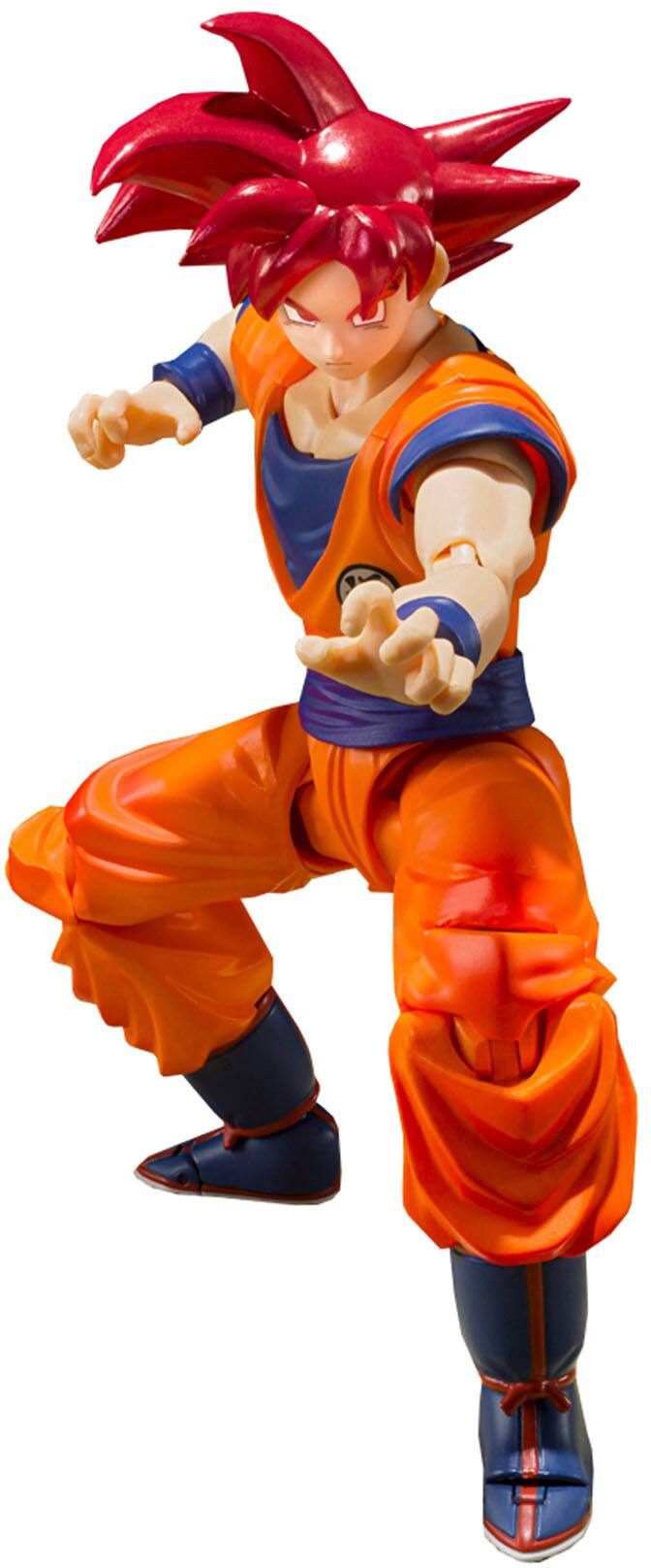 Left. Bandai - S.H. Figuarts - Super Saiyan God Son Goku - Saiyan God of Virtue  5.5" Figure.