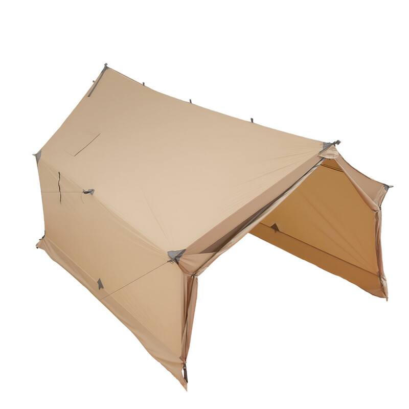 Angle. HTUTWOO - Cabin Hot Tent with Stove Jack - Lightweight Waterproof 2 Person Camping Tent, Pole-Free Portable 4-Season Shelter,Nylon - Brown.