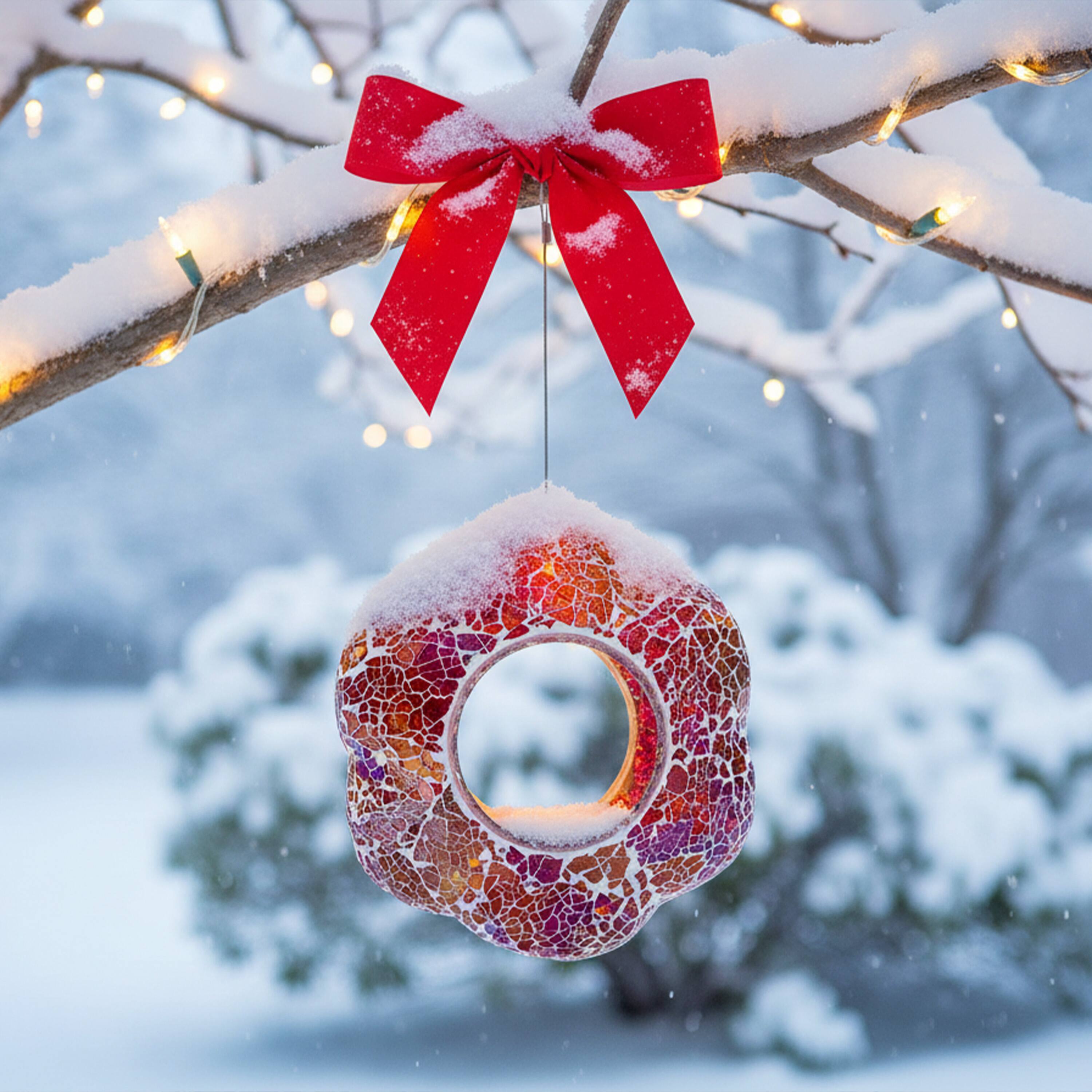Alt View 10. Sunnydaze - Glass Fly-Through Hanging Bird Feeder - 10 in - Pearl Pink Flower.