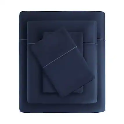 Front. Gracie Mills - Gracie Mills Noelia 600 Thread Count Cotton Sheet Set - Navy.