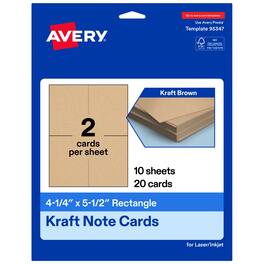 Avery - Printable Note Cards, 4.25" x 5.5", 20ct - Kraft Brown