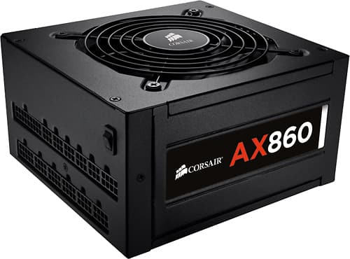 Front. AX860 860-Watt ATX Power Supply - Black.