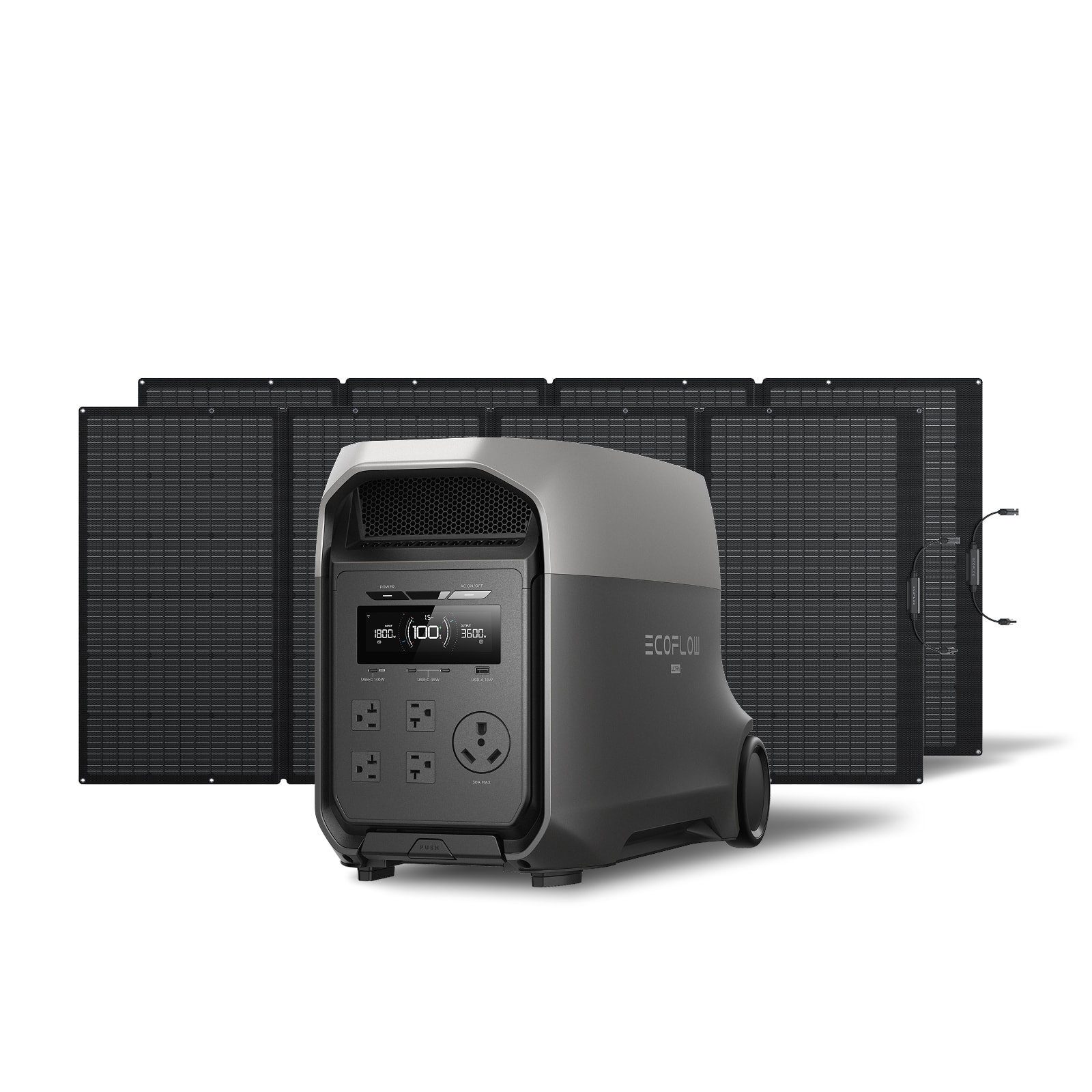 Bundle - EcoFlow - DELTA 3 Ultra Portable Power Station with 2*400W Solar Panel,3600W AC Output,Solar Generator for Home Use,Emergency - Light Gray
