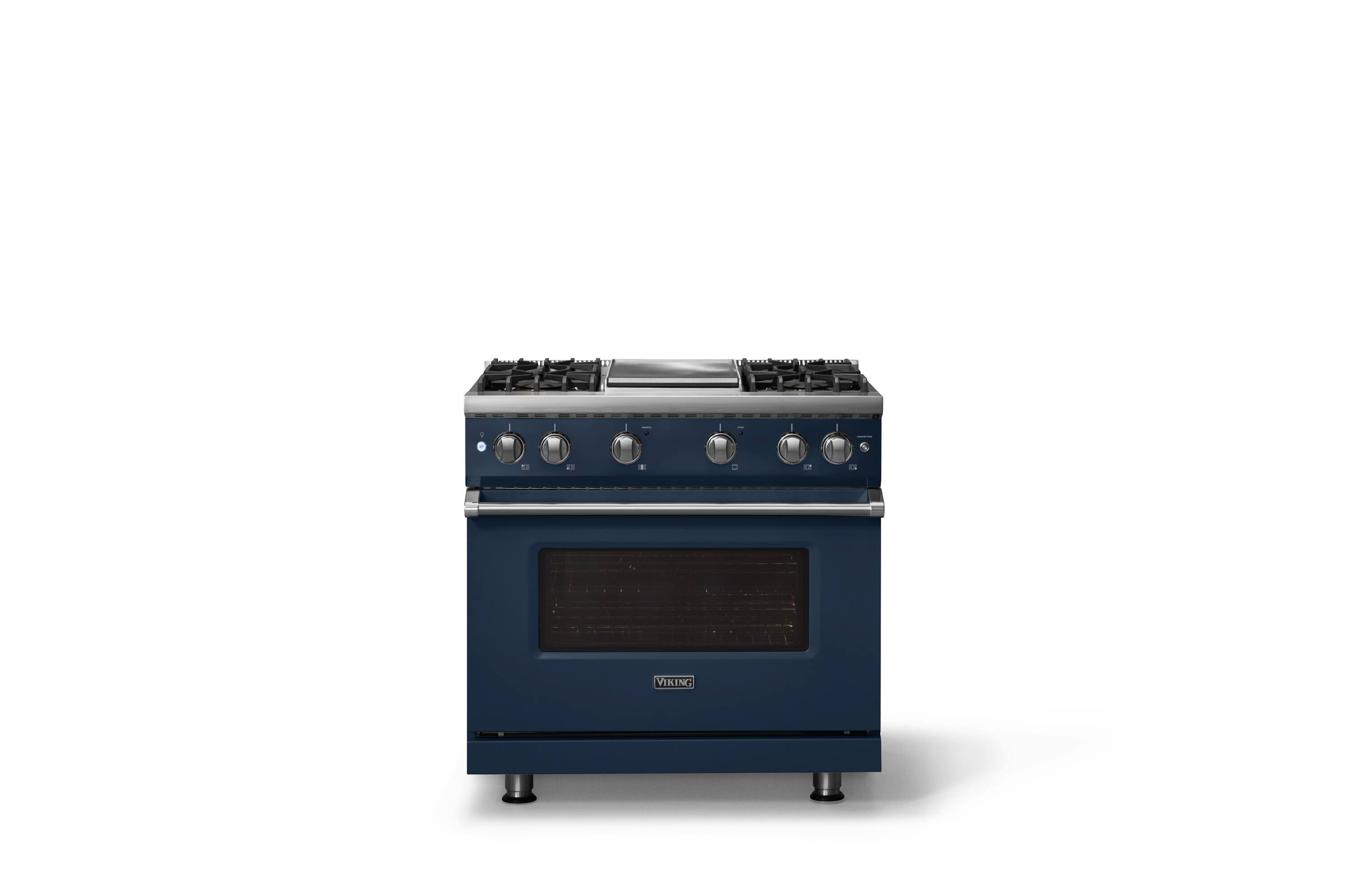 Alt View 1. Viking - Pro 5 Series 5.1 Cu. Ft. Freestanding Sealed 4 Burner Gas Convection Range w. Griddle - Slate Blue - Slate Blue.