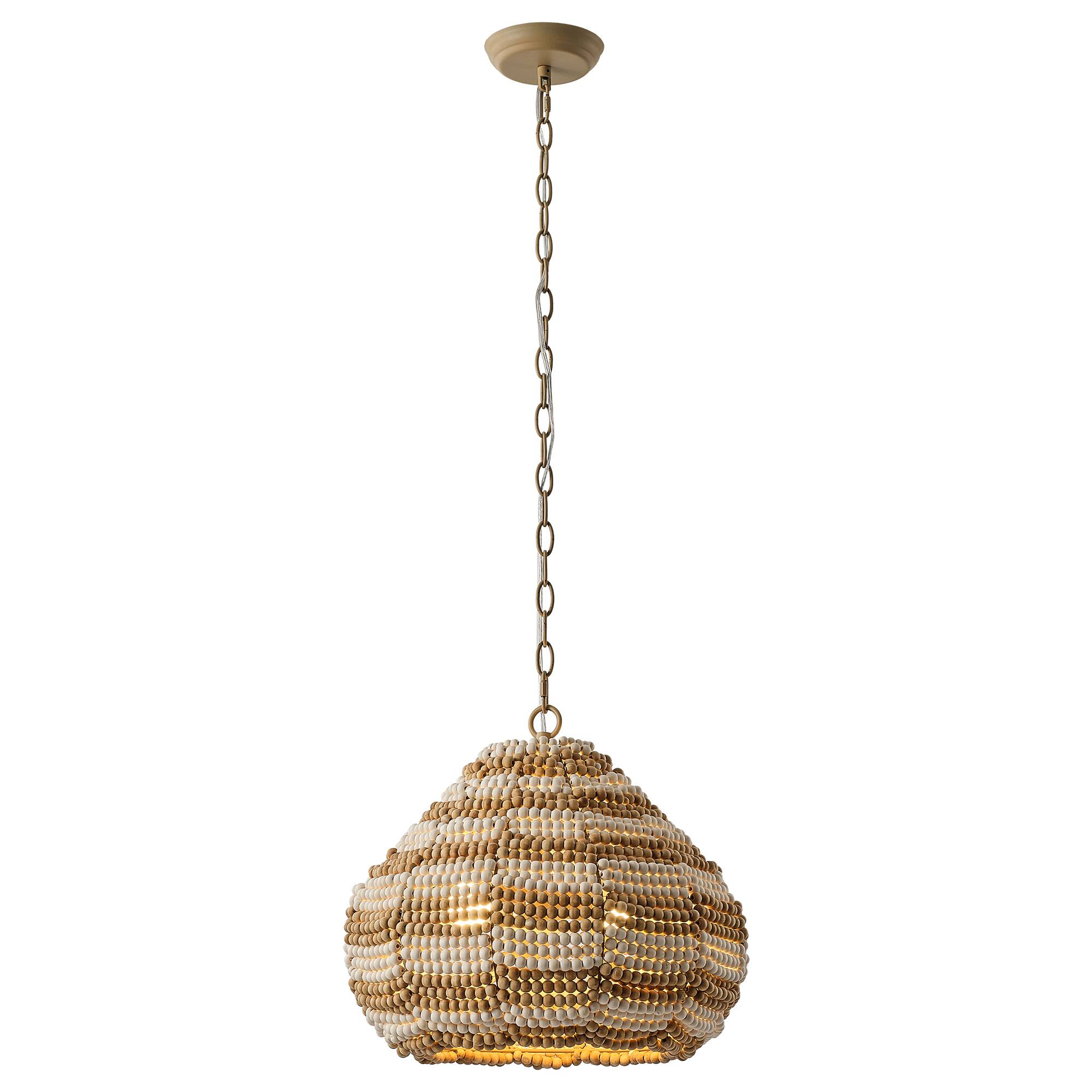 Alt View 4. Parrot Uncle - 15.7" Boho Wood Beaded 2-Light Adjustable Pendant Light for Dining Room and Kitchen Island - Natural.