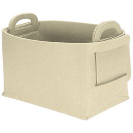 Unique Bargains - Felt Storage Bin 7.9x5.1x4.9" Foldable Handles Collapsible Organizer for Shelves, Closet, Books, Office, Bedroom - Khaki