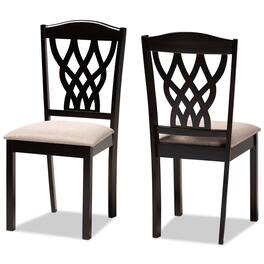 Baxton Studio - Delilah Modern Fabric Upholstered and Finished Wood 2-Piece Dining Chair Set - Sand/Dark brown