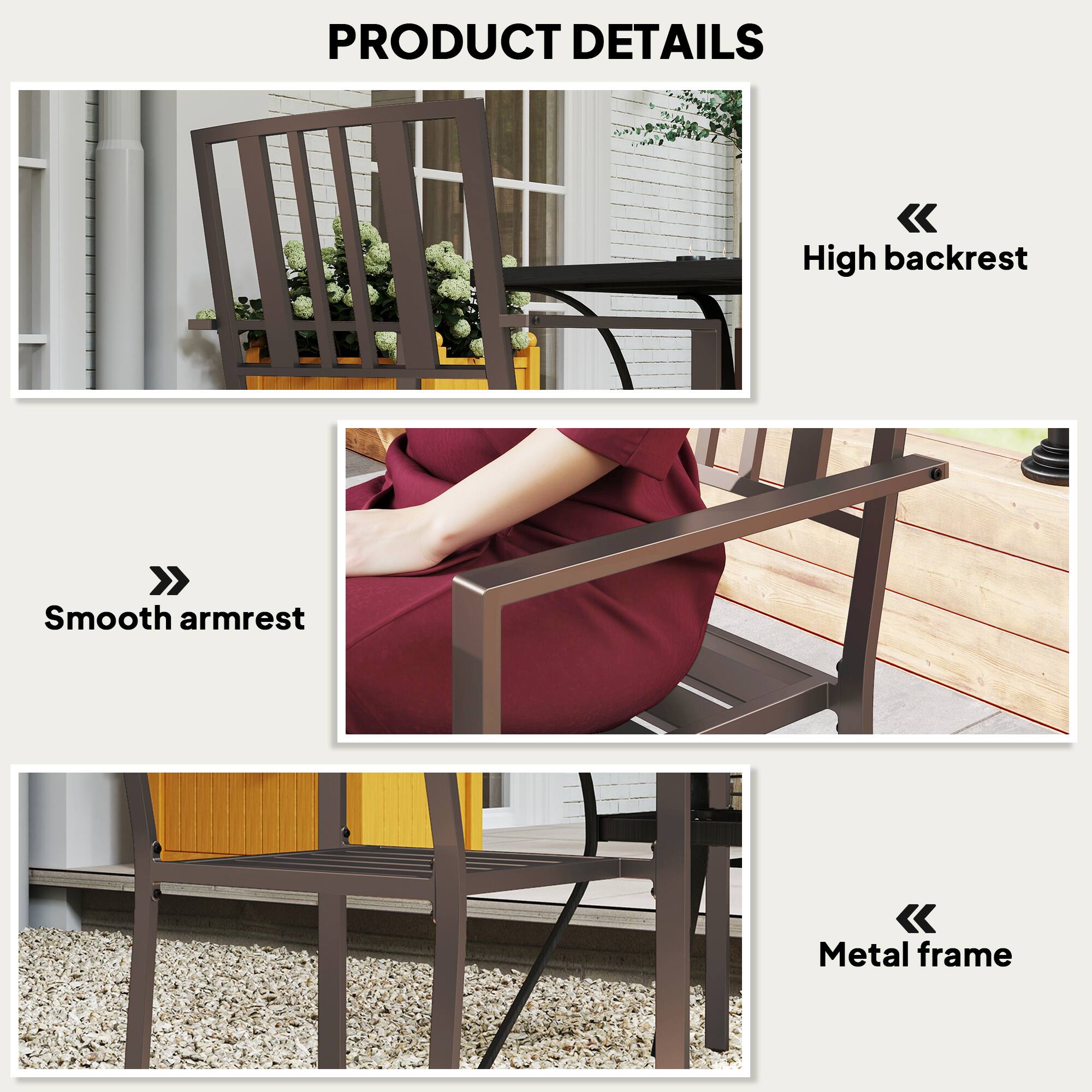 PRODUCT DETAILS

High backrest
Smooth armrest
Metal frame