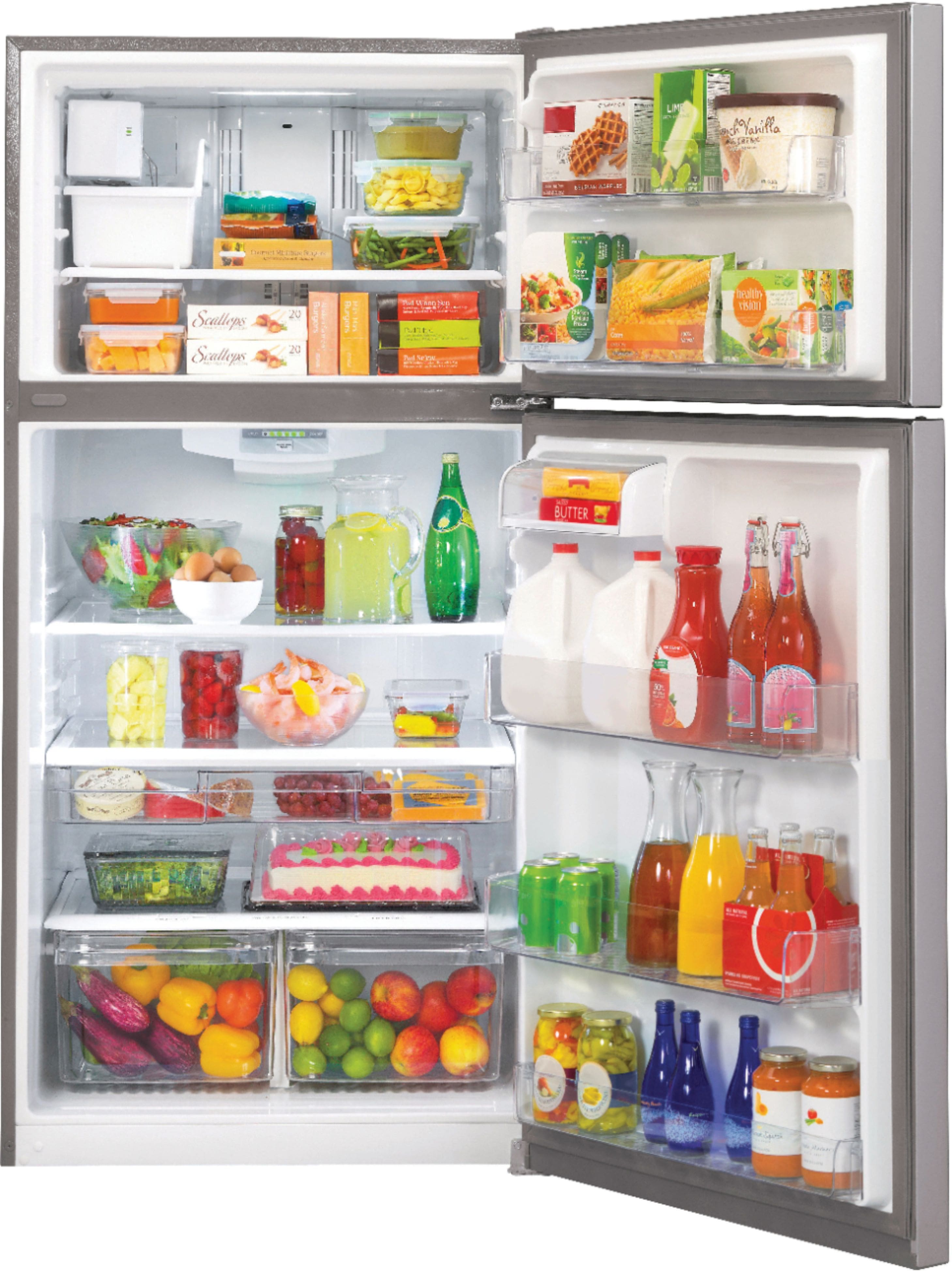 Alt View 1. LG - 23.8 Cu. Ft. Top-Freezer Refrigerator with Ice Maker - Stainless Steel.