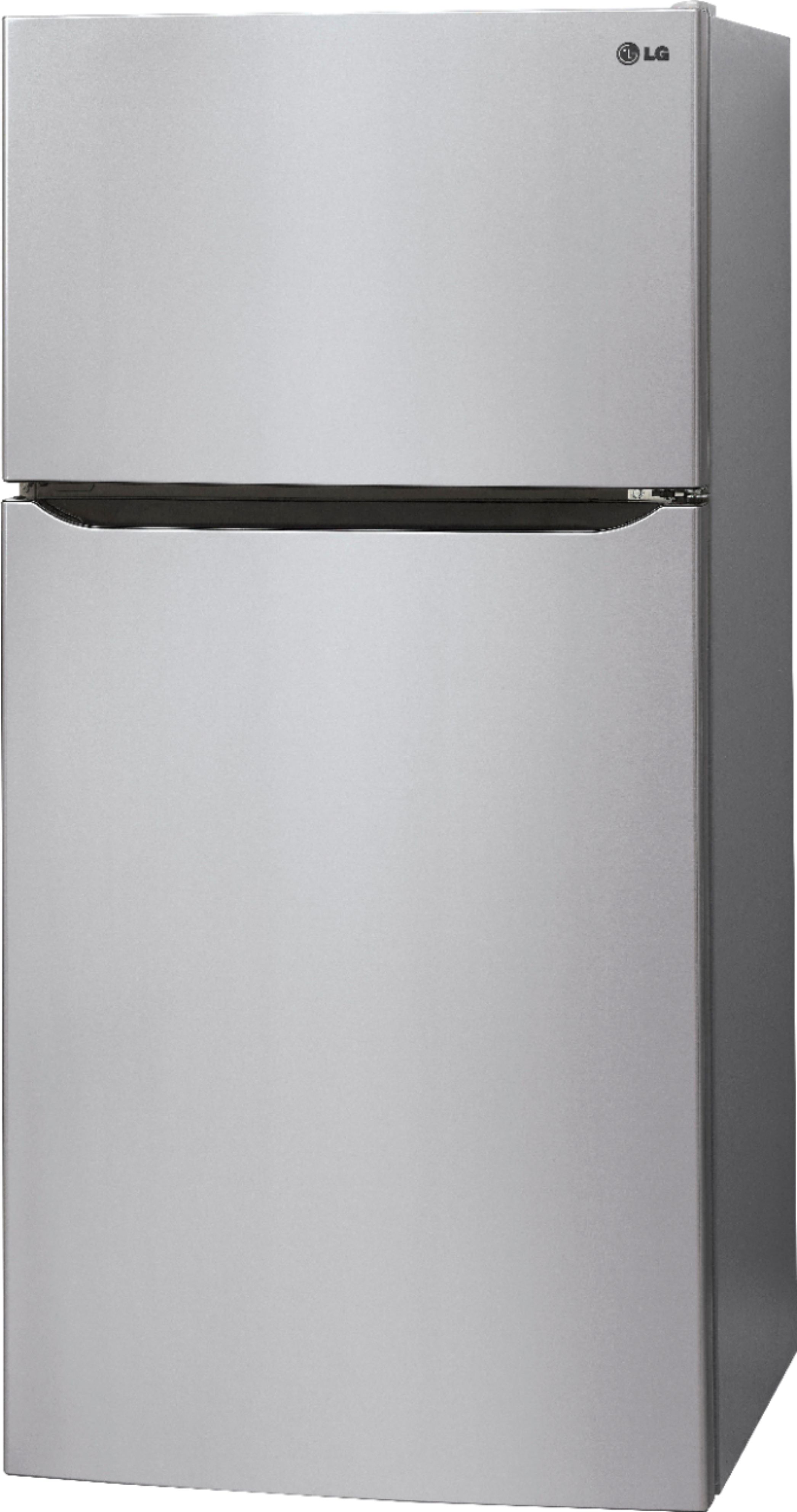 Left View: LG - 23.8 Cu. Ft. Top-Freezer Refrigerator with Ice Maker - Stainless Steel