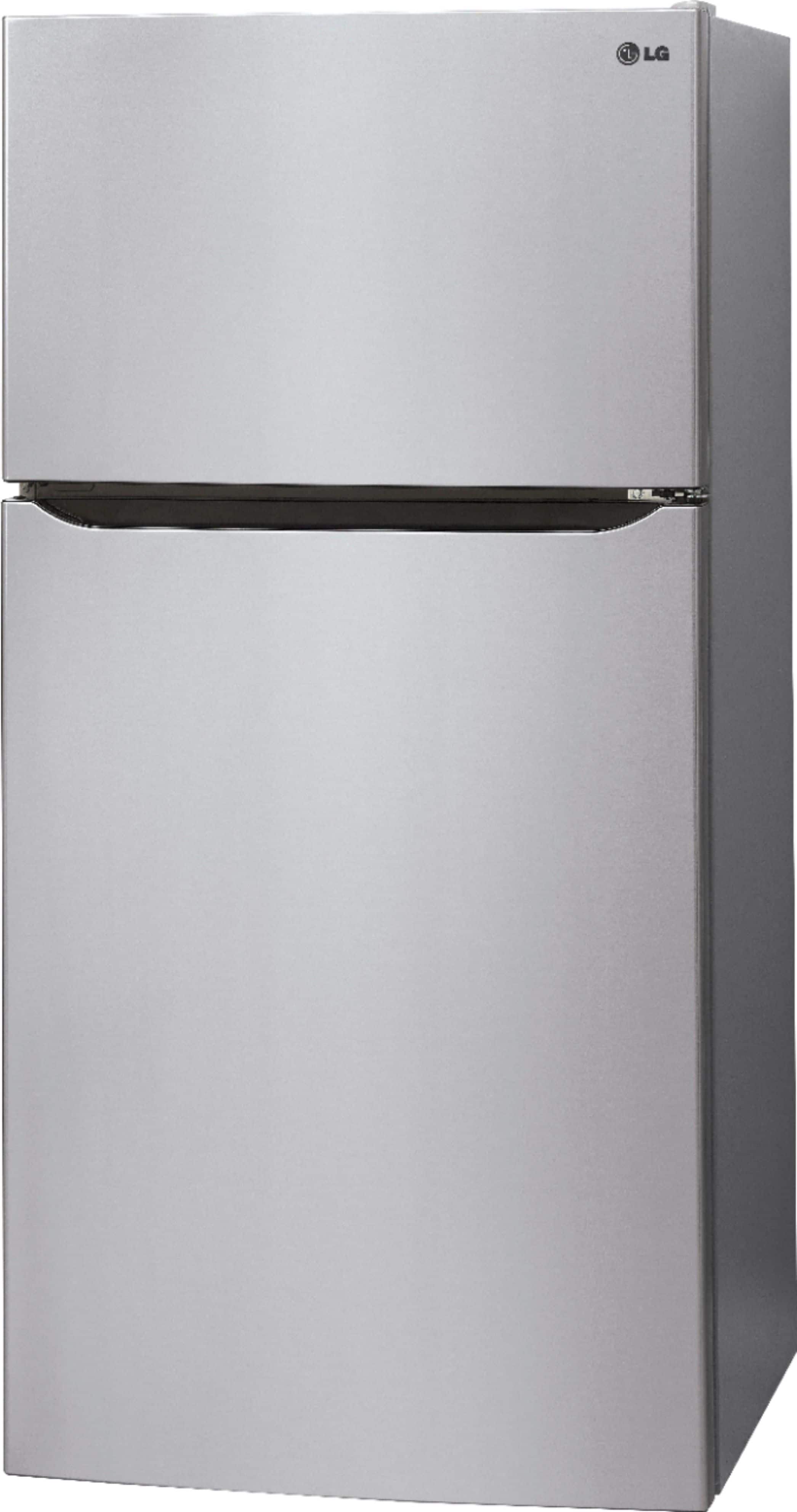 Left. LG - 23.8 Cu. Ft. Top-Freezer Refrigerator with Ice Maker - Stainless Steel.