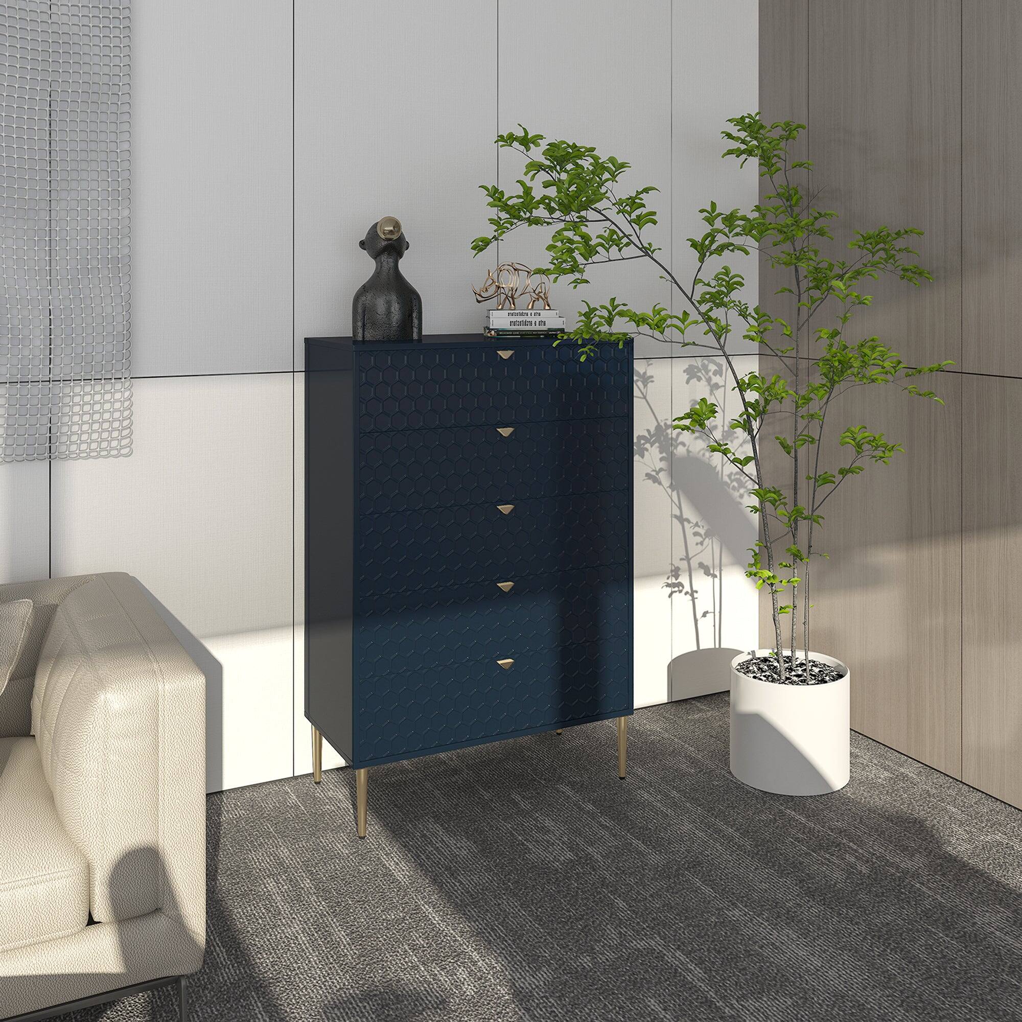 Alt View 7. Boyel Living - Blue Accent Storage Cabinet with 5-Drawer Chest - Blue.
