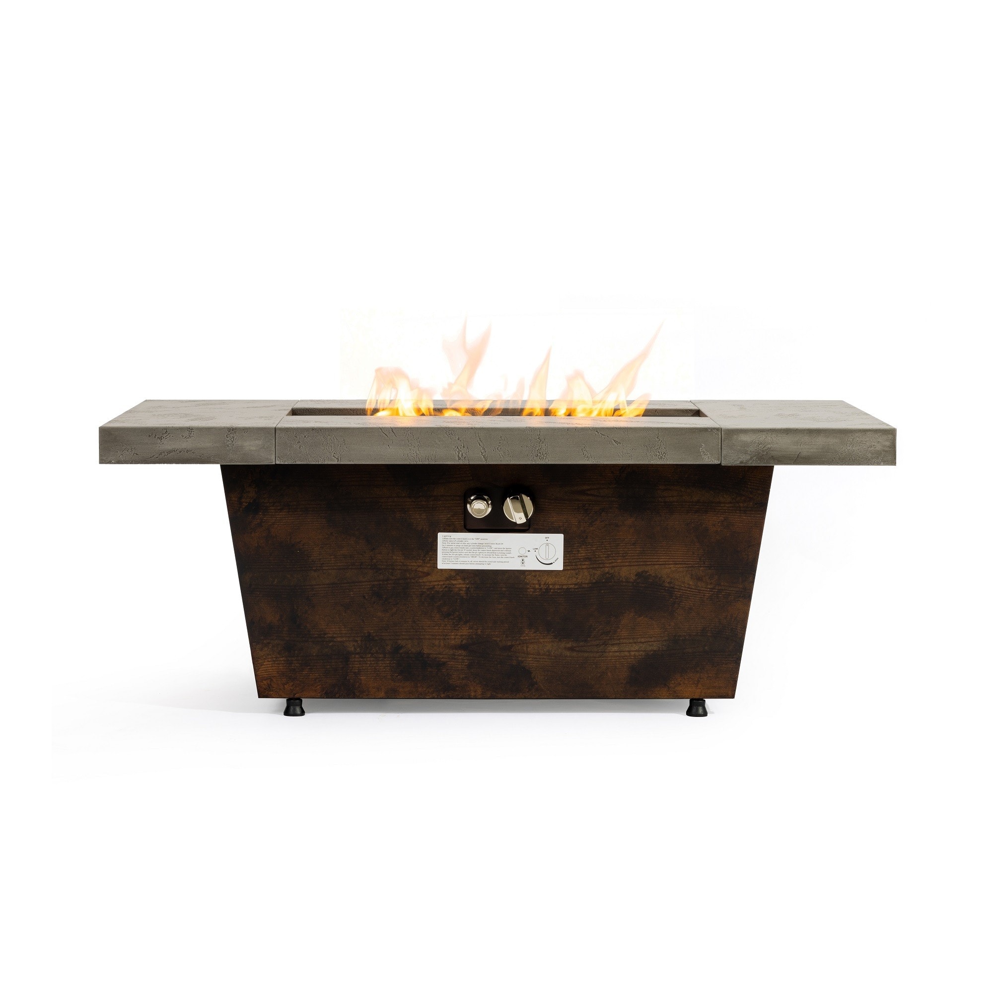 Boyel Living - 42 in. Rectangular Propane Fire Pit Table, 50,000 BTU with Cement-Look Texture, Outdoor Use - Cement Grey