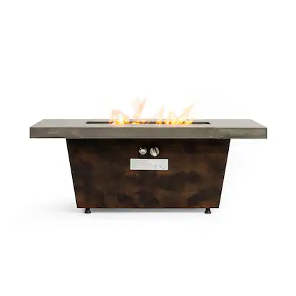 Front. Boyel Living - 42 in. Rectangular Propane Fire Pit Table, 50,000 BTU with Cement-Look Texture, Outdoor Use - Cement Grey.