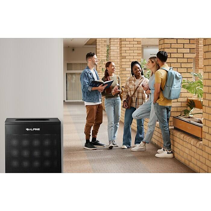 Alt View 4. Alpine Industries - 23 Gallon Stainless Steel Square Perforated Indoor Trash Can - Black.