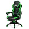 Front. Costway - Adjustable Gaming Chair with Footrest - Green and Black.