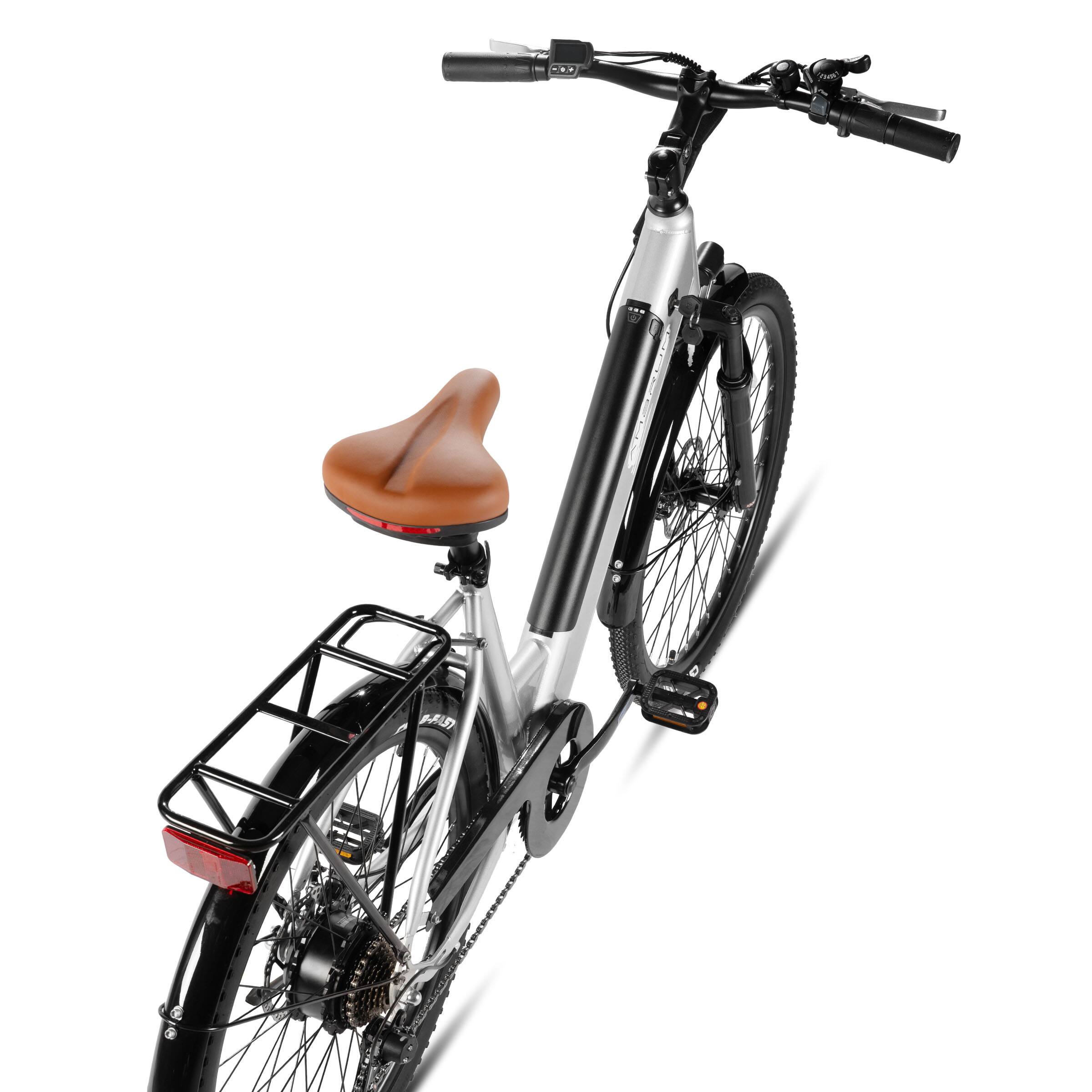 Alt View 1. HILAND - ‌Ambrum 26" Electric Bike for Adults, City Commuter E-Bike, 500W Motor, 36V 10.4AH Battery, Silver - Silver.