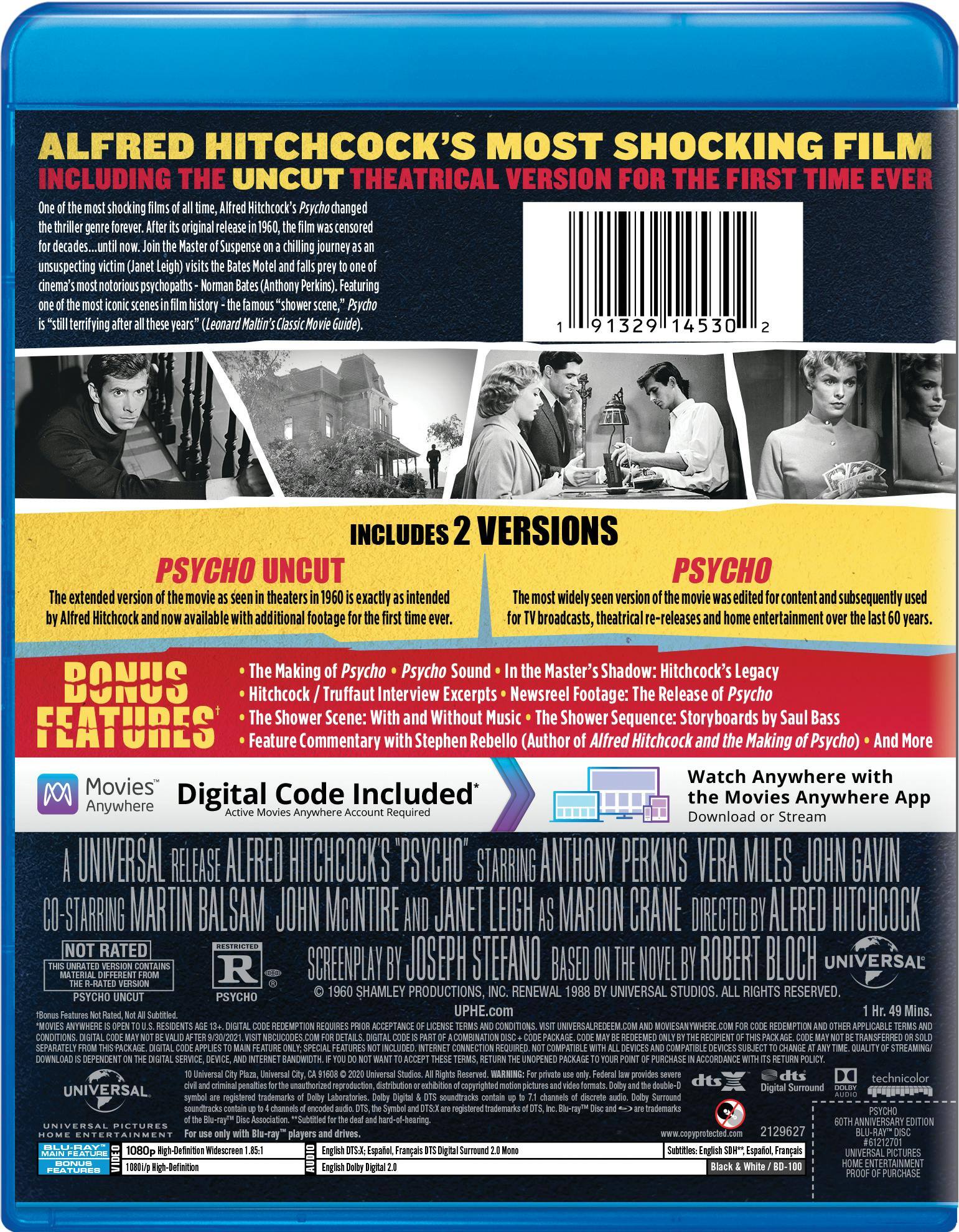 Angle. Psycho (60th Anniversary Edition) [Blu-ray].