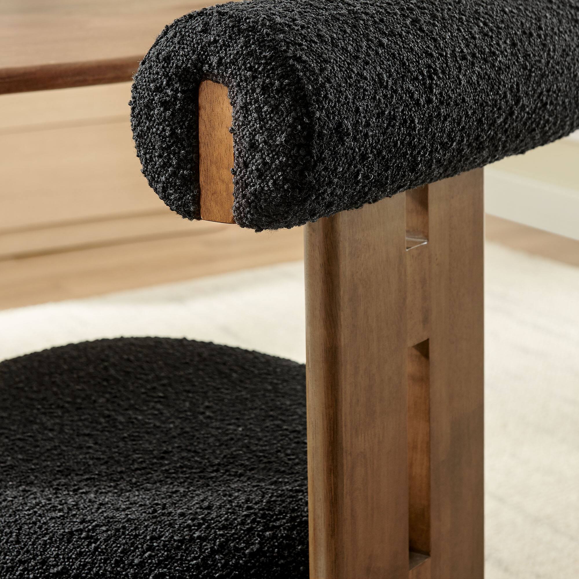 Alt View 6. Modway - Torian Boucle Fabric Dining Chair Set of 2 by Modway - Black.