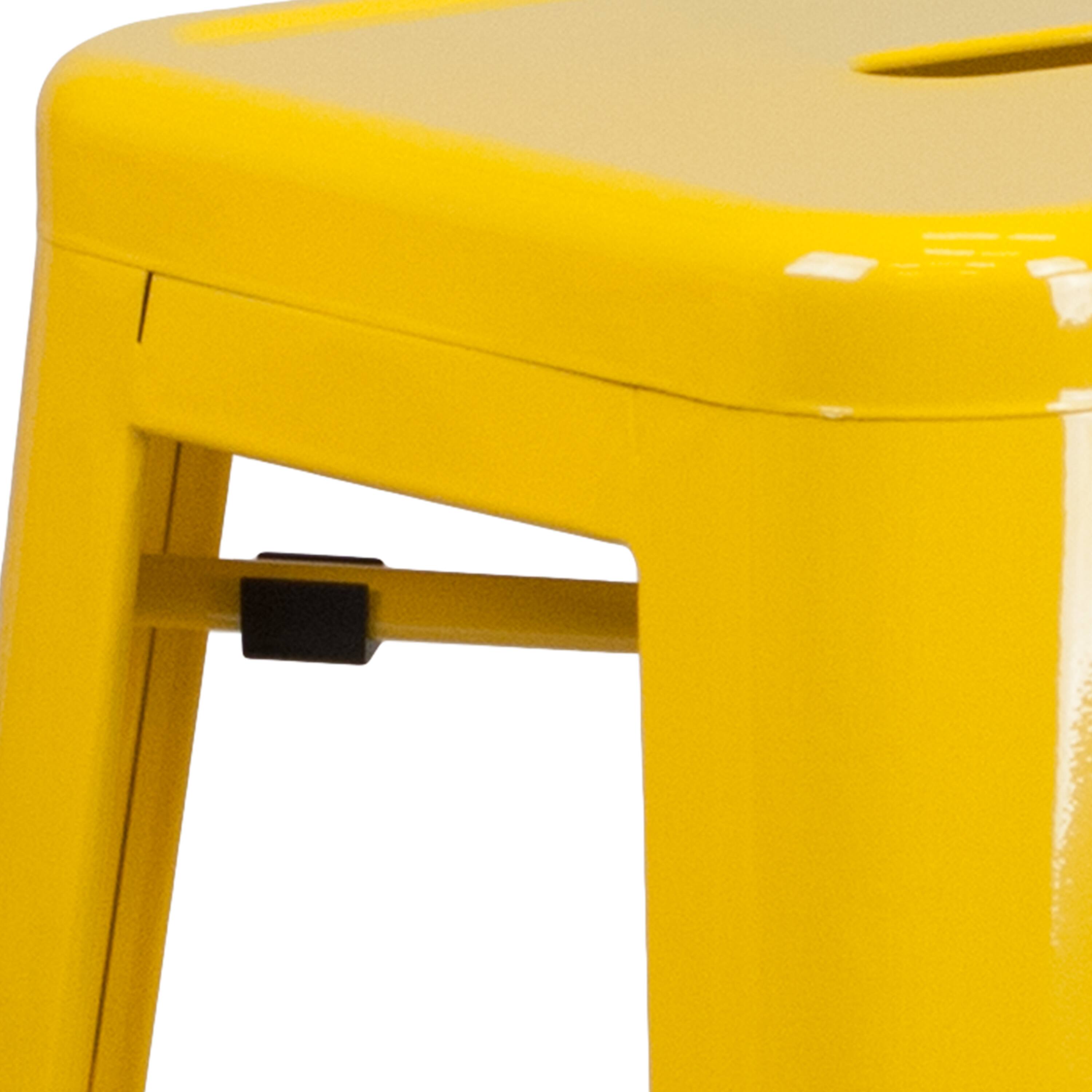 Alt View 5. Emma + Oliver - Commercial Grade 30"H Backless Metal Indoor-Outdoor Barstool with Square Seat - Yellow.