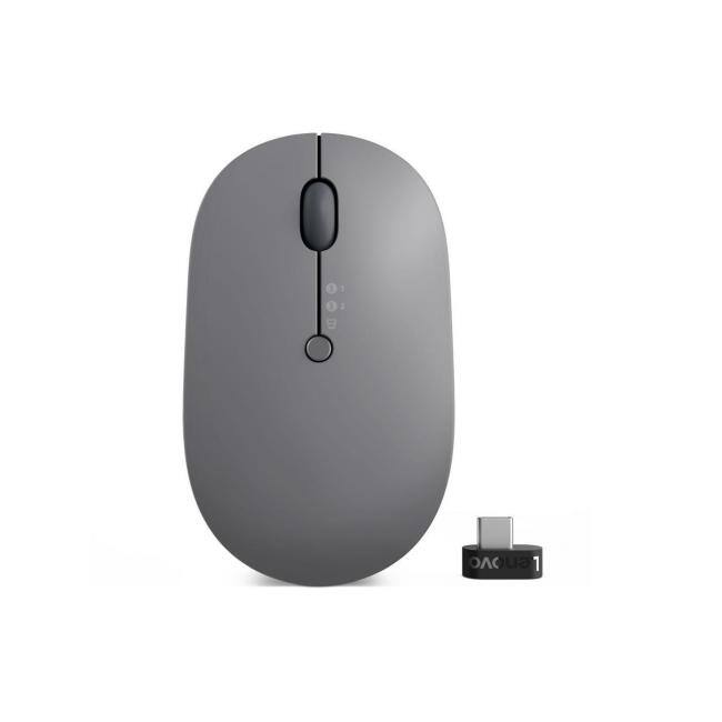 Front. Lenovo - Lenovo Go Wireless Multi-Device Mouse - Wireless Connectivity - USB-C Nano Receiver - Bluetooth 5.0/2.4 GHz Radio - Thunder Black.