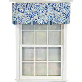 RLF Home - 100% Cotton Mystify Petticoat Fully lined Windows Rod Pocket Valance 50" x 15" - Blue