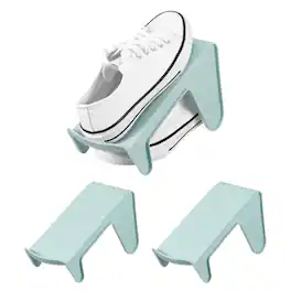 Unique Bargains - Shoe Slot Organizer 2pcs, 9.8x4.3x5.5 Inch Shoe Stacker Double Layer 50% Space Saver for Storage Closet Rack - Light Blue