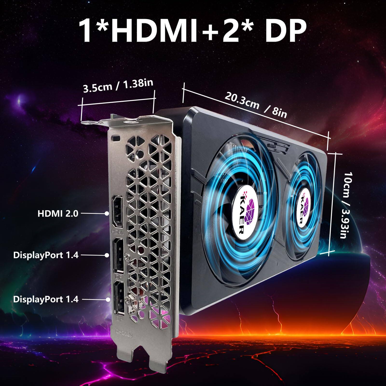 1*HDMI + 2*DP  
3.5cm / 1.38in  
20.3cm / 8in  
HDMI 2.0  
DisplayPort 1.4  
DisplayPort 1.4  
10cm / 3.93in