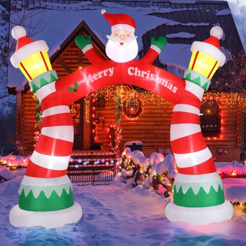 Winado - 9 FT Inflatable Arch Lighted Christmas Santa Claus Archway with LED Lights for Holiday Decoration - Multicolor