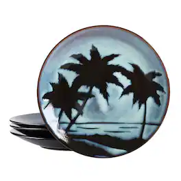 Gibson - Elite Sunset 4 Piece 10.75 Inch Round Stoneware Dinner Plate Set - Blue