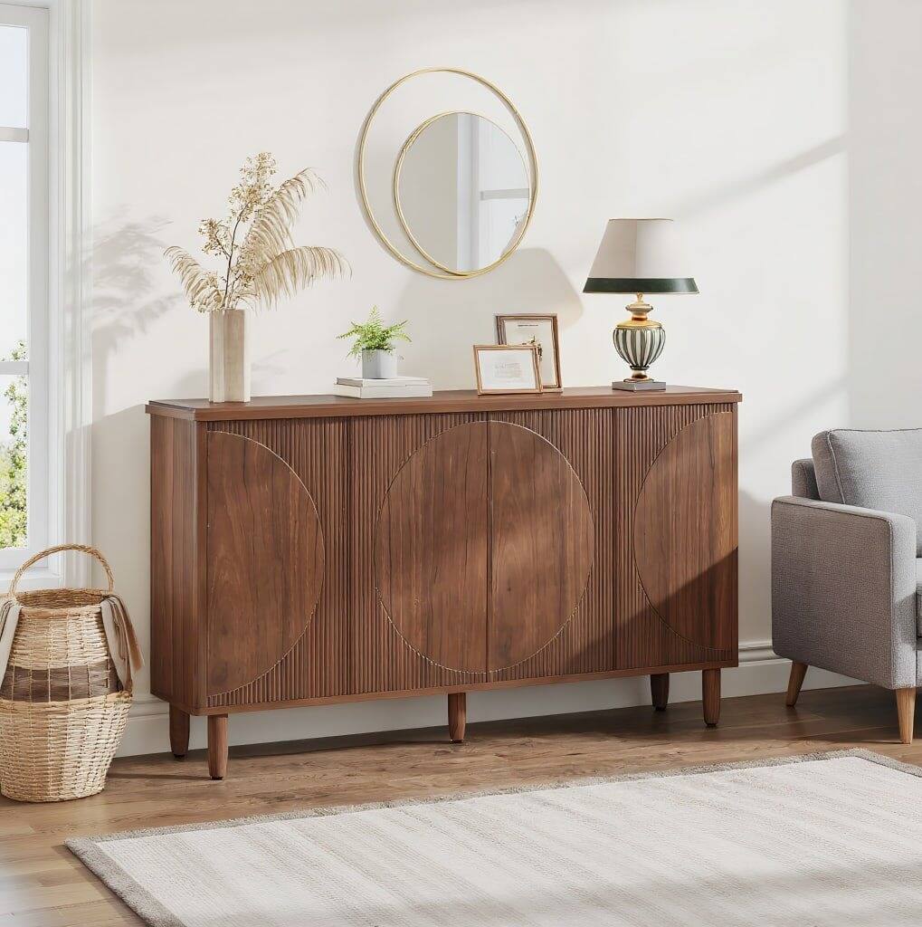 Alt View 2. Kadyn - Kadyn 59.4" Sideboard Buffet with Doors, Stylish Storage Cabinet for Dining Room or Living Space, White - Brown.