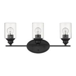 Hivvago - Three Light Matte Wall Light with Clear Glass Shade - Black